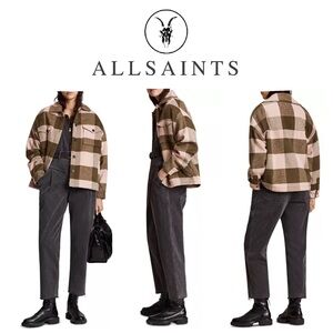 ALLSAINTS Luella Brown and Cream Checkered Jacket